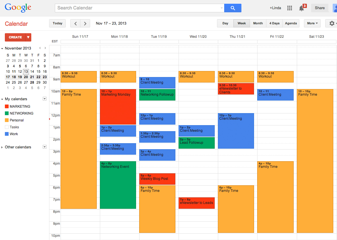 Use Multiple Google Calendars to Manage Your Business & Life Priorities - Virtuallinda Creative